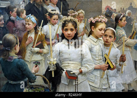 Après la première Communion1892 par Karl Frithjof Smith 19ème siècle,, Weimar, Allemagne, Allemand . Banque D'Images