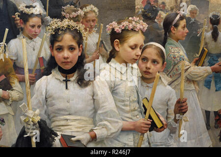 Après la première Communion1892 par Karl Frithjof Smith 19ème siècle,, Weimar, Allemagne, Allemand . Banque D'Images