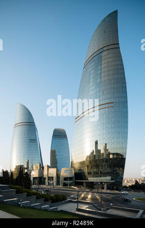 Flame Towers, Bakou, Azerbaïdjan, Asie centrale, Asie Banque D'Images
