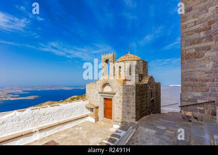 Le monastère de Saint Jean le Théologien, l'église des Saints Apôtres, Patmos, Dodécanèse, îles grecques, Grèce, Europe Banque D'Images