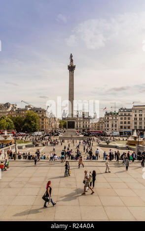 Nelsons Column à Trafalgar Square, Londres, Angleterre, Royaume-Uni, Europe Banque D'Images