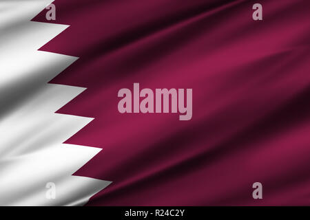 Qatar Waving Flag 3D illustration. La texture peut être utilisé comme arrière-plan. Banque D'Images