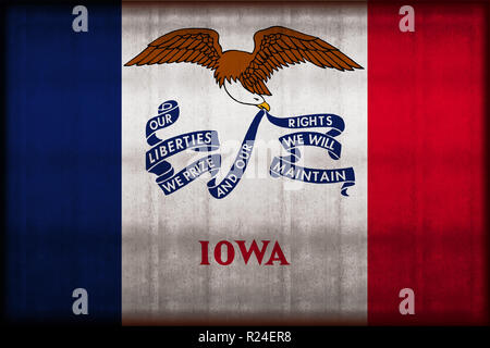 L'Iowa drapeau rouillé illustration. Utilisable pour l'arrière-plan et la texture. Banque D'Images
