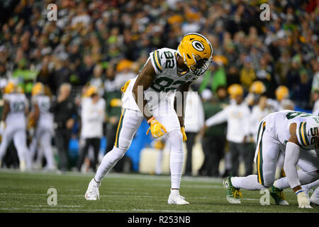 Seattle, Washington, USA. 15 Nov, 2018. Les Packers J'MSUR MOORE (82) lors d'un match de la NFL entre les Seattle Seahawks et les Packers de Green Bay. Le jeu a été joué au siècle Lien Field à Seattle, WA. Crédit : Jeff Halstead/ZUMA/Alamy Fil Live News Banque D'Images