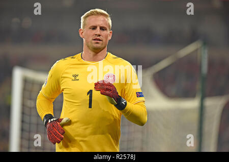 Cardiff - Pays de Galles - UK - 16 novembre 2018 - L'UEFA Ligue des Nations Unies 2019 : Pays de Galles / Danemark au Cardiff City Stadium : Danemark gardien Kasper Schmeichel. Banque D'Images