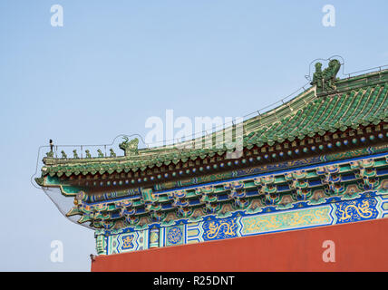 Détail de tuiles sur le Temple du Ciel à Pékin, Chine Banque D'Images