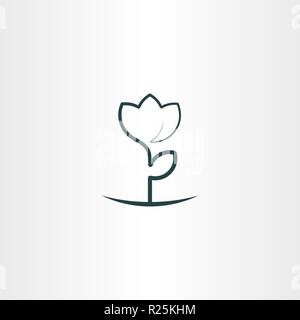 Plante à fleurs simples sur l'icône de la ligne du vecteur Illustration de Vecteur