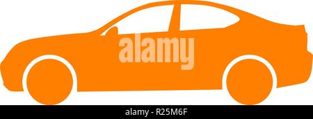 Icône Symbole voiture - orange, 2d, isolé - vector illustration Illustration de Vecteur