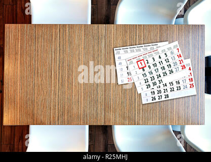 Haut de la vue de dessus sur le calendrier prévu et nouvelle année 2019 Banque D'Images