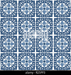 Floral motif carreaux style portugais, habituellement utilisé en 600x600 en Espagne, au Portugal et dans d'autres pays méditerranéens Banque D'Images