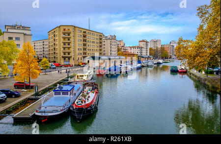 Bateaux de plaisance sur le Canal du Midi, Toulouse, France Banque D'Images