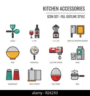Accessoires de cuisine, icône isolé sur fond blanc Illustration de Vecteur