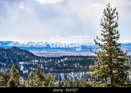 Vue vers la vallée de Carson City sur une journée de printemps, moody Nevada Banque D'Images