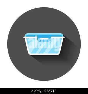 Récipient alimentaire en icône style plat. Bol de cuisine avec ombre portée de l'illustration vectorielle. Récipient en plastique fort concept d'entreprise. Illustration de Vecteur