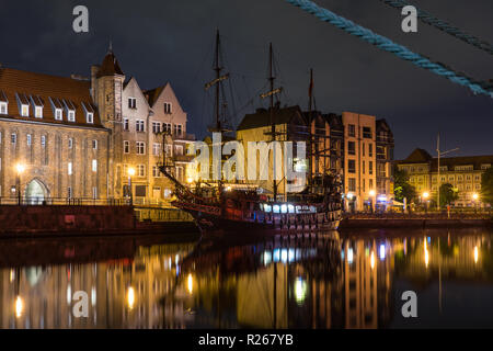 La nuit, la Pologne Gdansk Banque D'Images