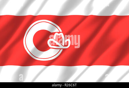 Alberta Calgary Waving Flag 3D illustration. La texture peut être utilisé comme arrière-plan. Banque D'Images