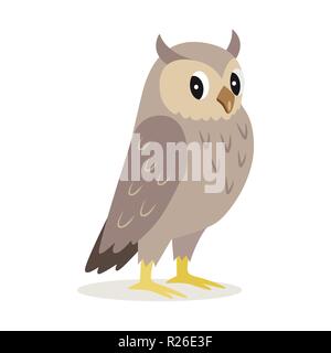 Icône de cute owl avec de grands yeux, des animaux de la forêt Illustration de Vecteur