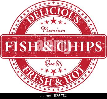 RETRO OLD FISH AND CHIPS FOOD STAMP Illustration de Vecteur