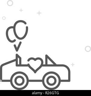 Transport Mariage sur l'icône de la ligne du vecteur. Voiture de mariage, symbole Cabrio, le pictogramme, signe. Résumé Arrière-plan géométrique de la lumière. Avc. modifiable Ajuster la ligne Weig Illustration de Vecteur