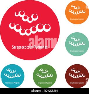 Streptococcus pyogenes cercle icônes vecteur isolé sur fond blanc Illustration de Vecteur