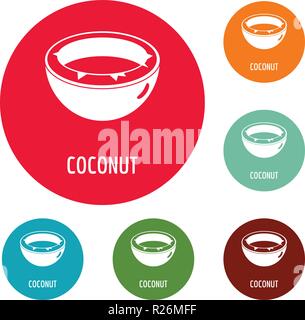 Icônes de coco vecteur cercle isolé sur fond blanc Illustration de Vecteur
