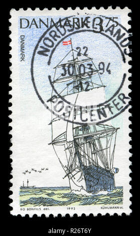 Timbre Cachet du Danemark dans les navires de formation série émise en 1993 Banque D'Images