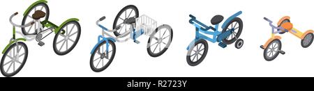 Icon Set tricycle, style isométrique Illustration de Vecteur