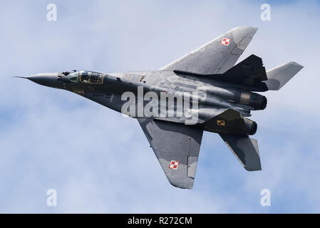 Un Mikoyan MiG-29 Fulcrum multirole fighter jet de l'Armée de l'Air polonaise. Banque D'Images