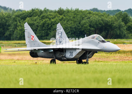 Un Mikoyan MiG-29 Fulcrum multirole fighter jet de l'Armée de l'Air polonaise. Banque D'Images