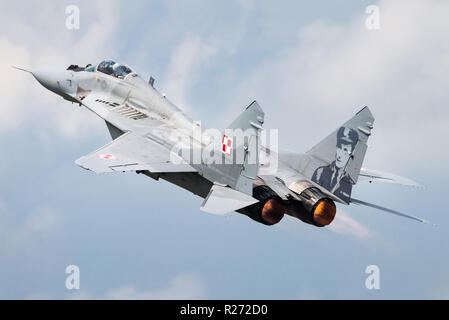 Un Mikoyan MiG-29 Fulcrum multirole fighter jet de l'Armée de l'Air polonaise. Banque D'Images