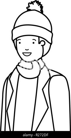 Jeune homme avec des vêtements d'hiver caractère avatar Illustration de Vecteur