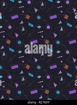 Résumé motif chaotique sans couture avec diverses formes géométriques et des lignes Illustration de Vecteur