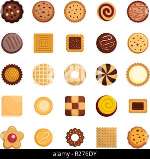 Cookies biscuit icons set. Télévision illustration de 25 biscuits cookies vector icons for web Illustration de Vecteur