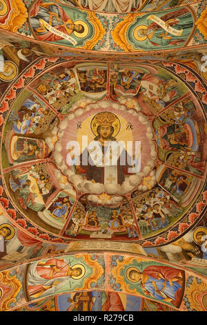 Bulgarie RILA, 27 avril 2018 : fresques à l'église du Monastère de Rila. Le monastère est le plus important en Bulgarie et site du patrimoine mondial de l'UNESCO. Banque D'Images