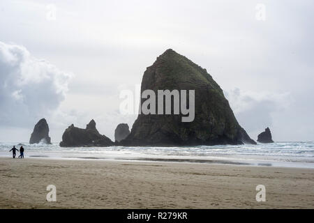 Haystack Rock at Cannon Beach, Oregon Coast Banque D'Images