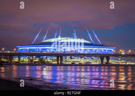 25 octobre, 2018 - Saint-Pétersbourg, Russie - stade Krestovsky, vision de nuit Banque D'Images