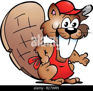 Vector illustration dessinée à la main d'un établissement Beaver Illustration de Vecteur