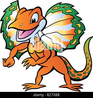 Vector illustration dessinée à la main d'un lézard dans grandeur et couleur Illustration de Vecteur