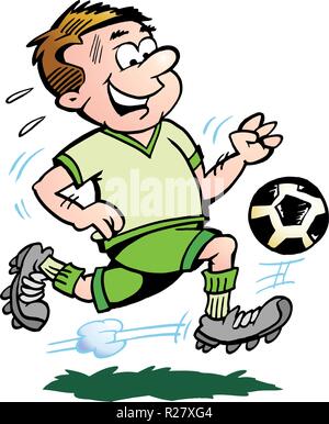 Vector illustration dessinée à la main d'un joueur de football Illustration de Vecteur