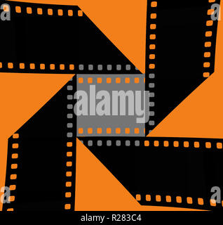 35mm film est vu dans une forme intéressante d'être utilisées pour illustrer l'idée de cinéma, cinema, film. C'est une illustration. Banque D'Images