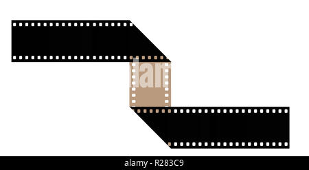 35mm film est vu dans une forme intéressante d'être utilisées pour illustrer l'idée de cinéma, cinema, film. C'est une illustration. Banque D'Images