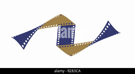 35mm film est vu dans une forme intéressante d'être utilisées pour illustrer l'idée de cinéma, cinema, film. C'est une illustration. Banque D'Images