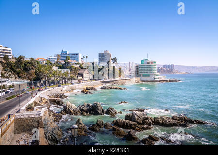 Vue aérienne de Vina del Mar avec l'Hôtel Sheraton - Vina del Mar, Chili Banque D'Images