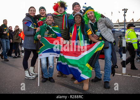 Le stade de Murrayfield, Edinburgh, UK. 17 novembre, 2018. Rugby Union, série internationale d'automne, l'Ecosse contre l'Afrique du Sud de l'Afrique du Sud ; Crédit : match pré des fans Plus Sport Action/Alamy Live News Banque D'Images