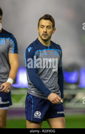 Le stade de Murrayfield, Edinburgh, UK. 17 novembre, 2018. Rugby Union, série internationale d'automne, l'Ecosse contre l'Afrique du Sud ; Greig Laidlaw de l'Écosse pendant l'échauffement : Action Crédit Plus Sport/Alamy Live News Banque D'Images