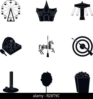 ,Air,d,broyeur à billes,attributs,Black,voile,candy,carousel,chaîne,collection,coupe,coton,dinosaure,peur,ferris,jeu,vol,hammer,icon,illustration,logo,isolé,object,parc,panique,col,popcorn,loisirs,rails,ride,prix,set,signe,choc,toboggans,swan,,symbole,cible,vente,arme,web,vecteurs vecteur roue , Illustration de Vecteur