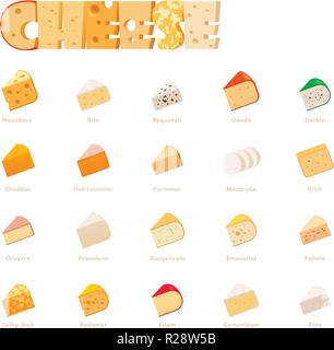 Fromage types Vector icon set Illustration de Vecteur