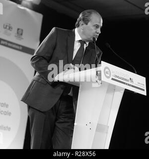 Jean-Christophe Cambadelis, Premier Secrétaire du Parti socialiste français, parle de l'engagement à l'Universitie, Lyon, France Banque D'Images