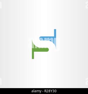 S lettre logo vert icône symbole bleu Illustration de Vecteur