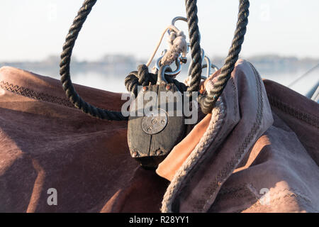 Détails d'un Zeesenboat à la mer Baltique. Banque D'Images